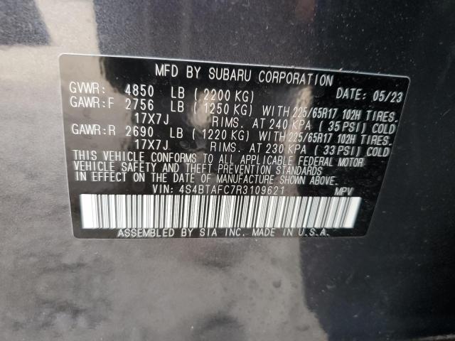 4S4BTAFC7R3109621 - 2024 SUBARU OUTBACK PREMIUM GRAY photo 13