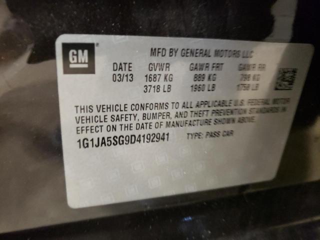 1G1JA5SG9D4192941 - 2013 CHEVROLET SONIC LS 黑色 照片 12