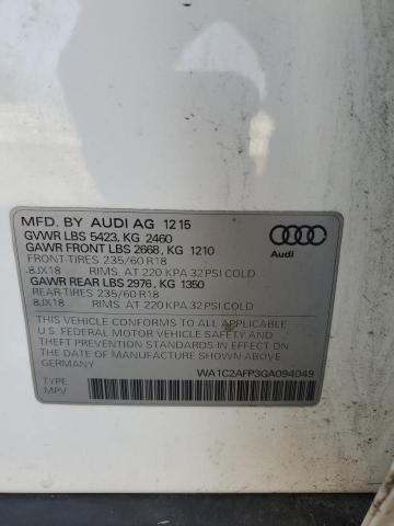 WA1C2AFP3GA094049 - 2016 AUDI Q5 PREMIUM WHITE photo 13