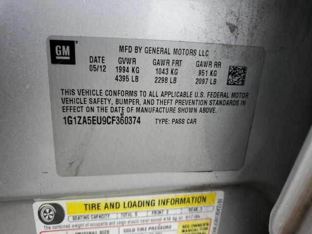 1G1ZA5EU9CF360374 - 2012 CHEVROLET MALIBU LS SILVER photo 12