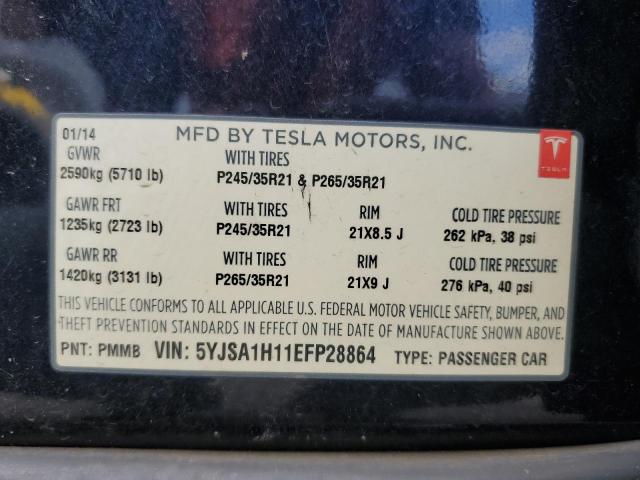 5YJSA1H11EFP28864 - 2014 TESLA MODEL S შავი ფოტო 13