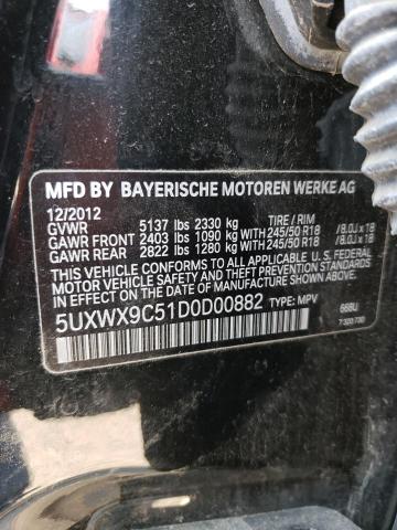 5UXWX9C51D0D00882 - 2013 BMW X3 XDRIVE28I BLACK photo 12