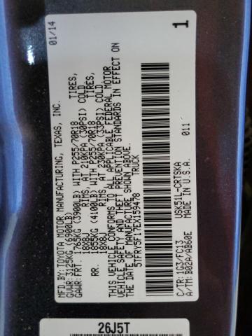 5TFRY5F17EX159478 - 2014 TOYOTA TUNDRA DOUBLE CAB SR/SR5 GRAY photo 12