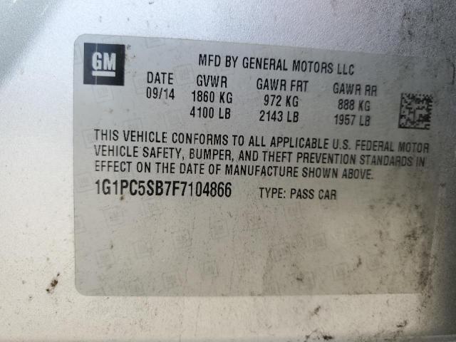 1G1PC5SB7F7104866 - 2015 CHEVROLET CRUZE LT فضي صورة 12