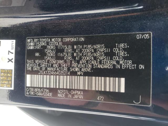 JTLKT324664035214 - 2006 TOYOTA SCION XB BLUE photo 14