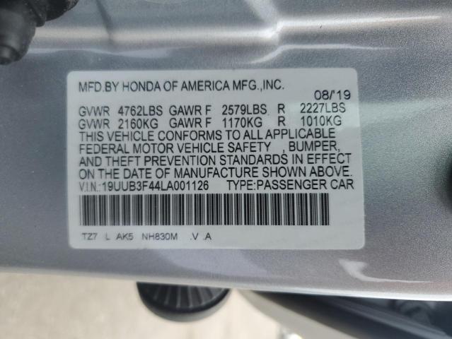 19UUB3F44LA001126 - 2020 ACURA TLX TECHNOLOGY SILVER photo 12