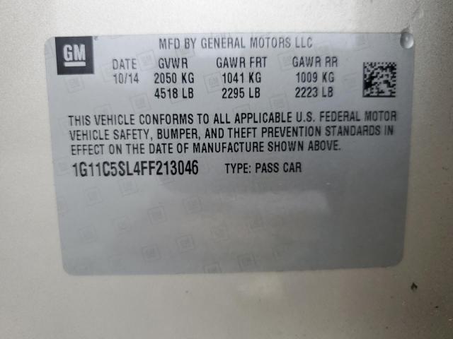 1G11C5SL4FF213046 - 2015 CHEVROLET MALIBU 1LT CREAM photo 12