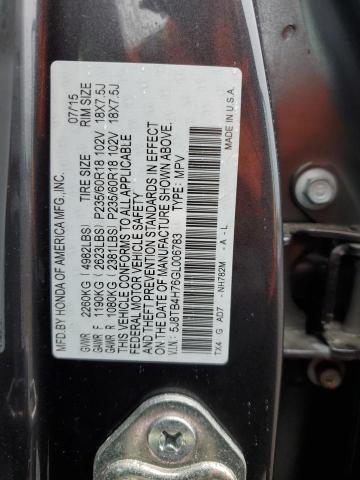 5J8TB4H76GL006783 - 2016 ACURA RDX ADVANCE GRAY photo 13