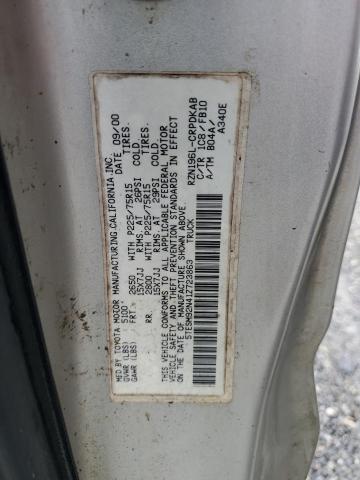 5TESM92N41Z723863 - 2001 TOYOTA TACOMA XTRACAB PRERUNNER ვერცხლისფერი ფოტო 12