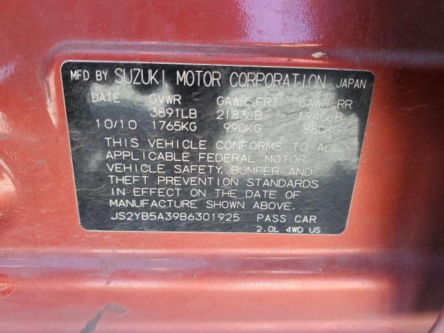 JS2YB5A39B6301925 - 2011 SUZUKI SX4 ORANGE photo 12