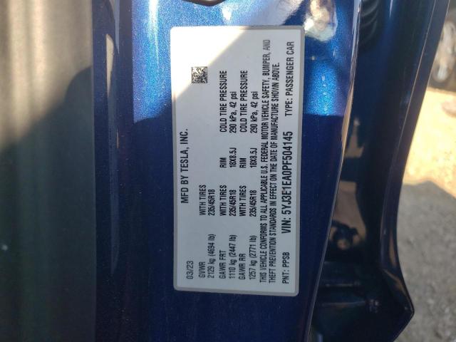 5YJ3E1EA0PF504145 - 2023 TESLA MODEL 3 BLUE photo 13