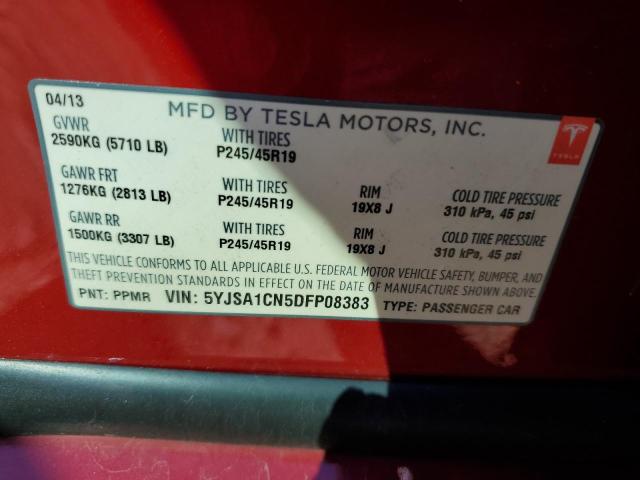5YJSA1CN5DFP08383 - 2013 TESLA MODEL S Qırmızı foto 14