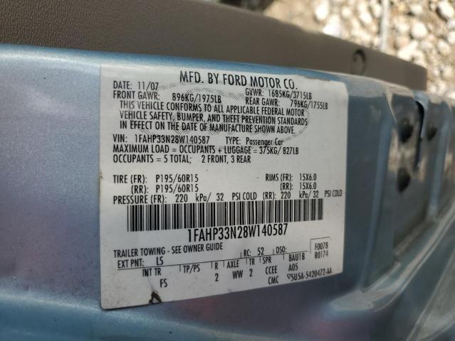 1FAHP33N28W140587 - 2008 FORD FOCUS SE BLUE photo 13