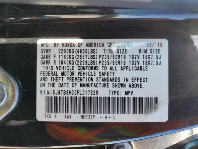 5J8TB3H30FL017929 - 2015 ACURA RDX BLACK photo 13