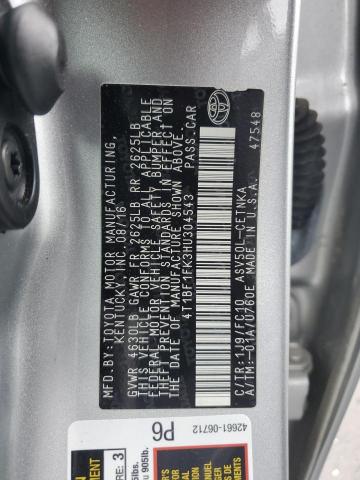 4T1BF1FK3HU304543 - 2017 TOYOTA CAMRY LE SILVER photo 12