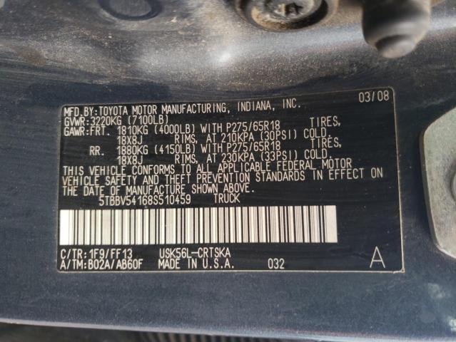 5TBBV54168S510459 - 2008 TOYOTA TUNDRA DOUBLE CAB BLUE photo 12