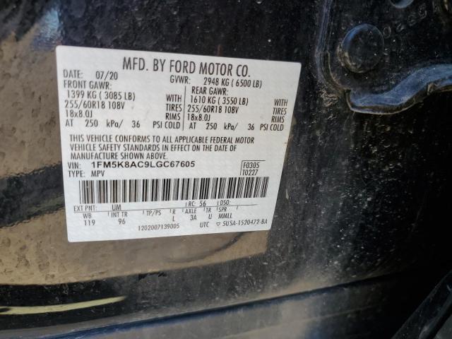 1FM5K8AC9LGC67605 - 2020 FORD EXPLORER POLICE INTERCEPTOR BLACK photo 13