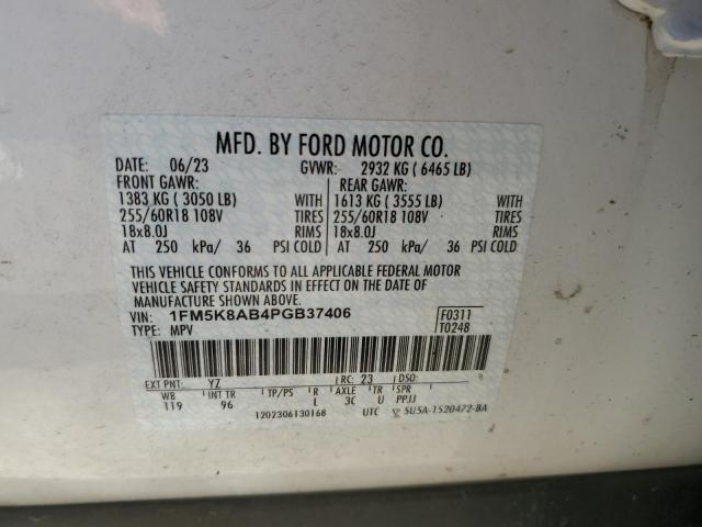 1FM5K8AB4PGB37406 - 2023 FORD EXPLORER POLICE INTERCEPTOR 白色 照片 14