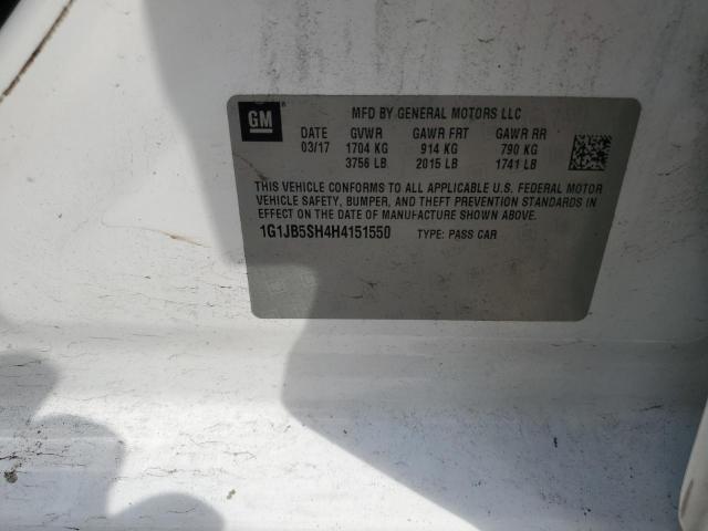 1G1JB5SH4H4151550 - 2017 CHEVROLET SONIC LS WHITE photo 12