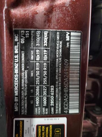 4JGDA5HB6DA249609 - 2013 MERCEDES-BENZ ML 350 4MATIC MAROON photo 13