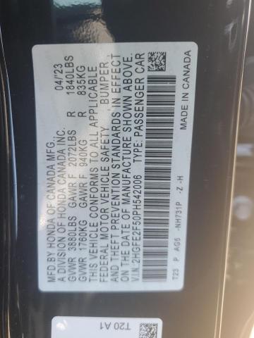 2HGFE2F50PH542006 - 2023 HONDA CIVIC SPORT შავი ფოტო 12