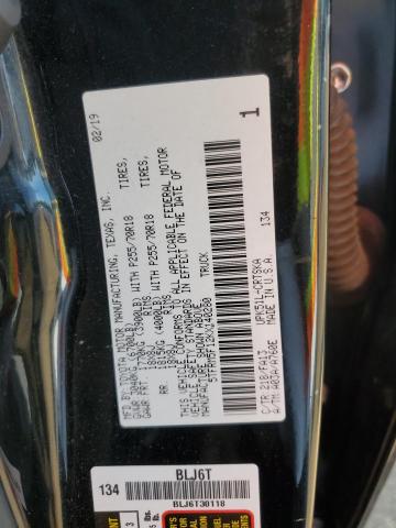 5TFRM5F12KX140280 - 2019 TOYOTA TUNDRA DOUBLE CAB SR/SR5 BLACK photo 12