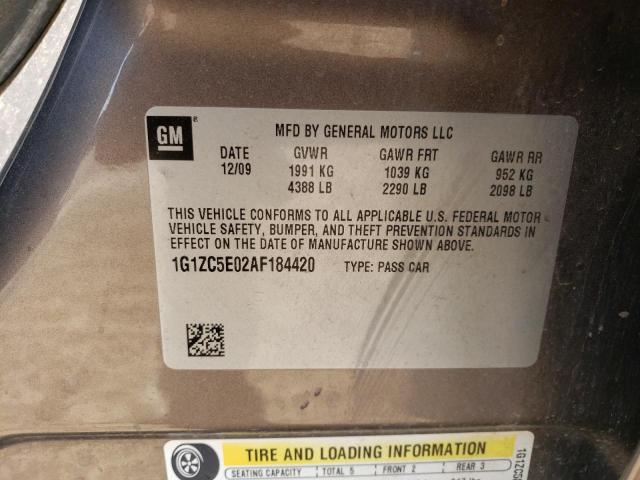 1G1ZC5E02AF184420 - 2010 CHEVROLET MALIBU 1LT 棕色 照片 12