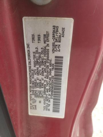 5TESN92N82Z024105 - 2002 TOYOTA TACOMA XTRACAB PRERUNNER წითელი ფოტო 12