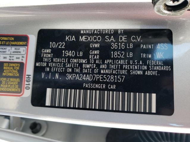 3KPA24AD7PE528157 - 2023 KIA RIO LX SILVER photo 13