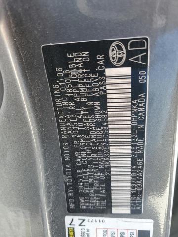 2T1KR32E76C584582 - 2006 TOYOTA COROLLA MA XR GRAY photo 12