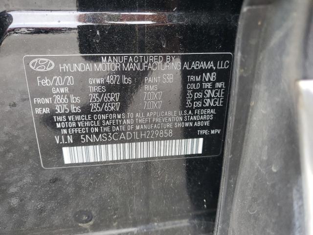 5NMS3CAD1LH229858 - 2020 HYUNDAI SANTA FE SEL 黑色 照片 13
