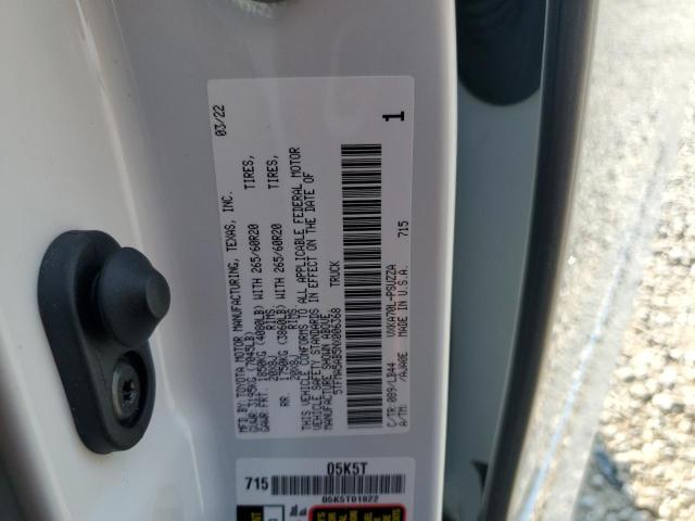 5TFMA5AB5NX006368 - 2022 TOYOTA TUNDRA CREWMAX PLATINUM თეთრი ფოტო 12