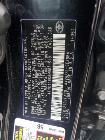 4T1C11BK6MU031519 - 2021 TOYOTA CAMRY LE BLACK photo 13