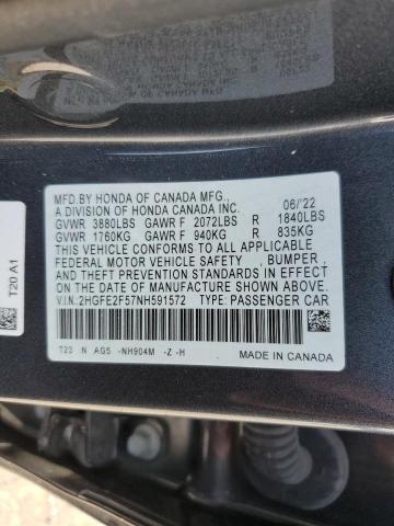2HGFE2F57NH591572 - 2022 HONDA CIVIC SPORT 灰色 照片 12