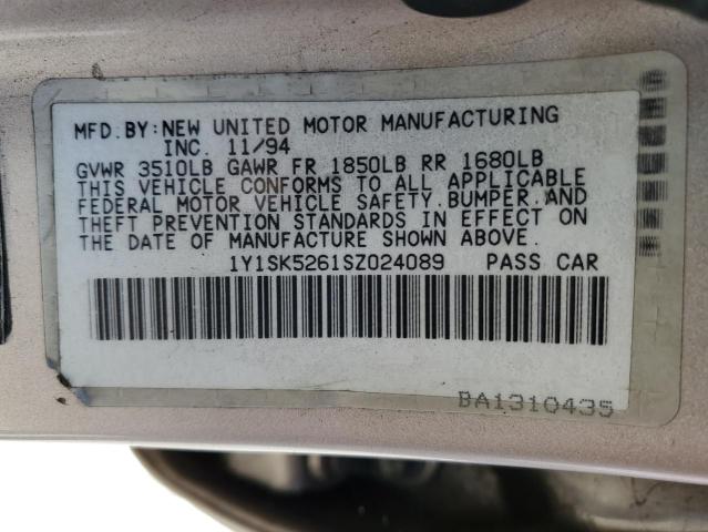 1Y1SK5261SZ024089 - 1995 GEO PRIZM BASE TAN photo 12