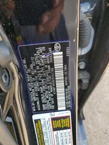 4T4BF1FK9CR203196 - 2012 TOYOTA CAMRY BASE BLACK photo 12