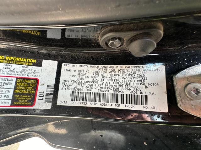 5TENX22N39Z6164 - 2009 TOYOTA TACOMA BLACK photo 10