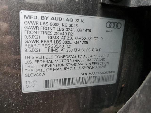 WA1VAAF7XJD033668 - 2018 AUDI Q7 PRESTIGE 灰色 照片 13