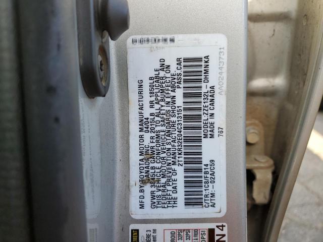 2T1KR32E04C313151 - 2004 TOYOTA MATRIX XR 银色 照片 12