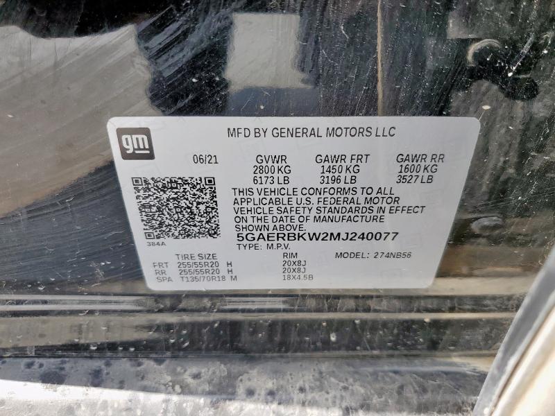 5GAERBKW2MJ240077 - 2021 BUICK ENCLAVE ESSENCE Qara foto 13