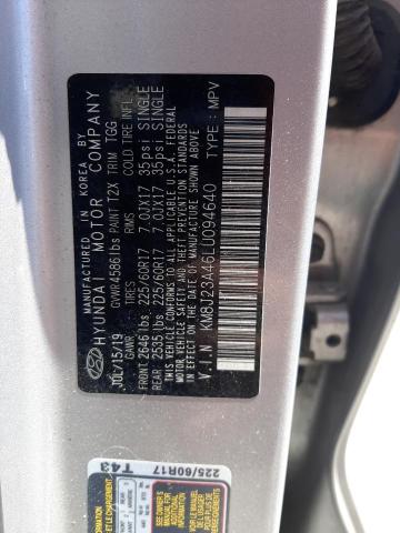 KM8J23A46LU094640 - 2020 HYUNDAI TUCSON SE SILVER photo 12