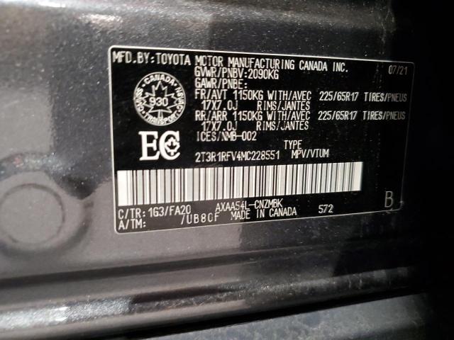 2T3R1RFV4MC228551 - 2021 TOYOTA RAV4 XLE GRAY photo 13