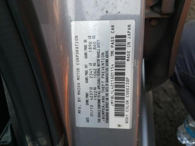 JM1BL1L42C1601154 - 2012 MAZDA SPEED 3 ვერცხლისფერი ფოტო 12