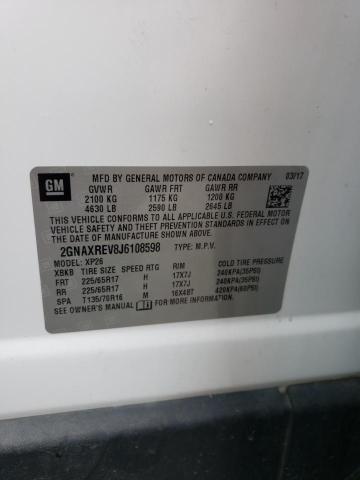 2GNAXREV8J6108598 - 2018 CHEVROLET EQUINOX LS თეთრი ფოტო 13