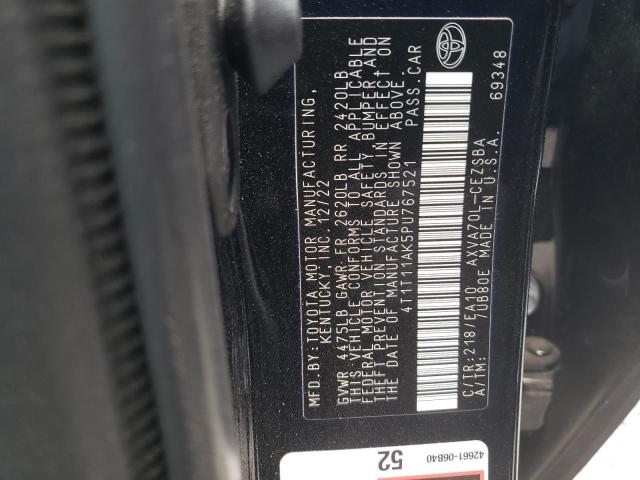 4T1T11AK5PU767521 - 2023 TOYOTA CAMRY SE NIGHT SHADE BLACK photo 12