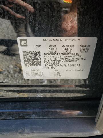 5GAERDKW7NJ185171 - 2022 BUICK ENCLAVE AVENIR შავი ფოტო 13