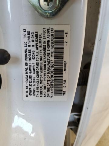 19XFB2F9XDE016077 - 2013 HONDA CIVIC EXL 白色 照片 12