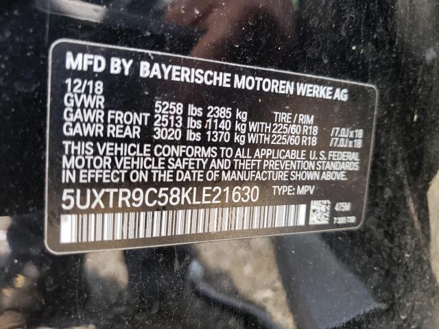 5UXTR9C58KLE21630 - 2019 BMW X3 XDRIVE30I BLACK photo 13