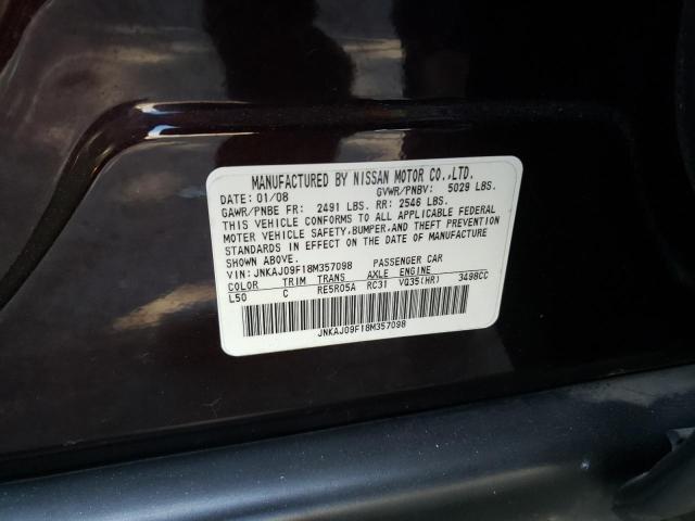 JNKAJ09F18M357098 - 2008 INFINITI EX35 BASE ბურგუნდია ფოტო 12