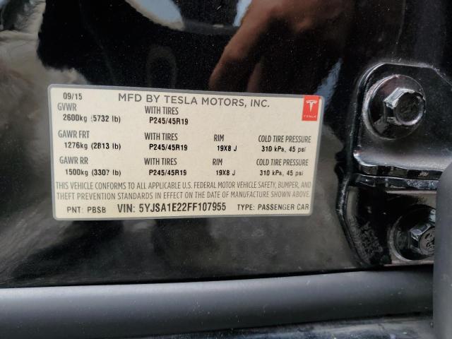 5YJSA1E22FF107955 - 2015 TESLA MODEL S Սև լուսանկար 12